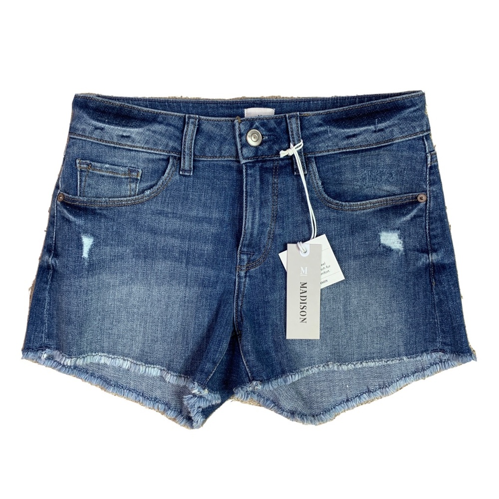 Madison Bailey Mid Rise Cut Off Jean Shorts Womens Size 0/25 Inseam 3 In New NWT